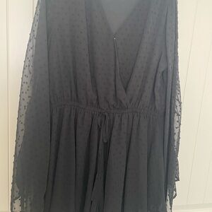Elegant Black Sheer Long Sleeve romper